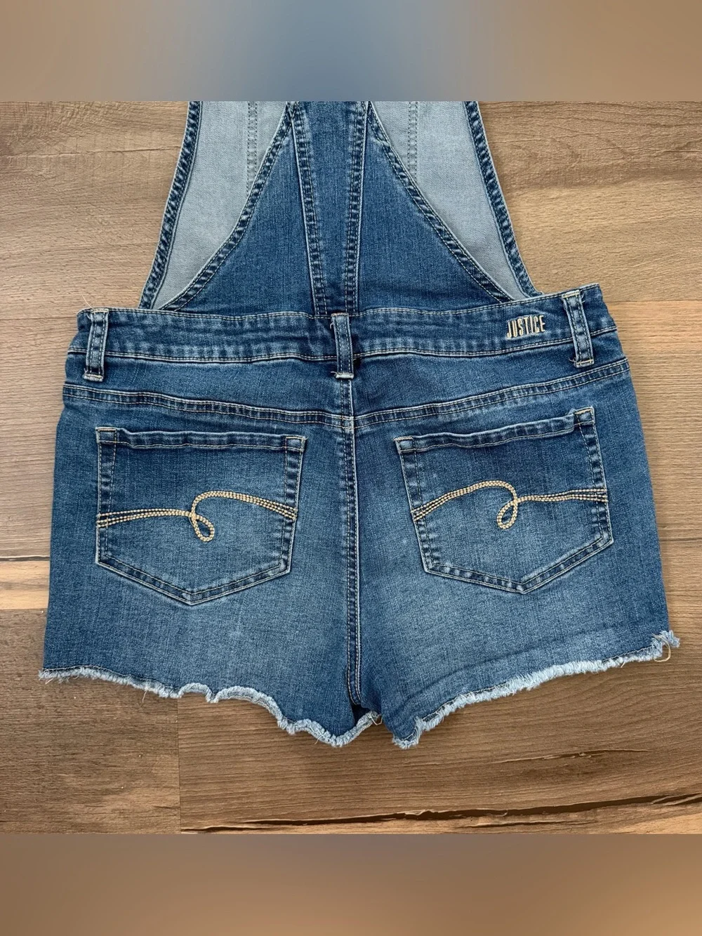 Justice Girls' Sequin U.S. Flag Stars & Stripes Denim Shortalls Size 18